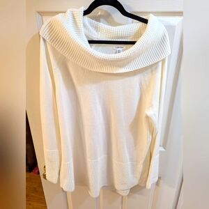 Calvin Klein White Cowl Neck Sweater